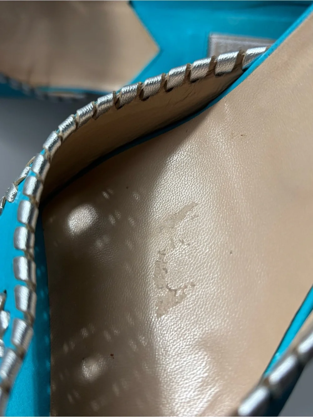 Michael Kors Made in Italy Turquoise Leather Whipstitch Heeled Slide Sandals 10